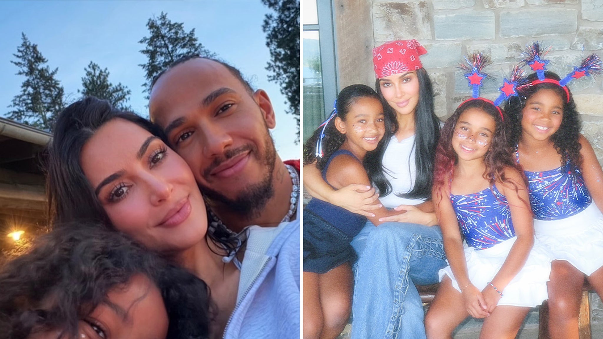 Kim Kardashian Shares New Photos of Lewis Hamilton With Her Children
